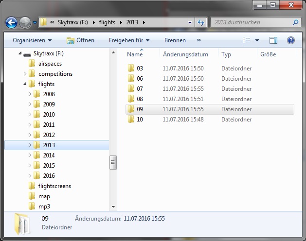 Flugbuch Ordnerstruktur